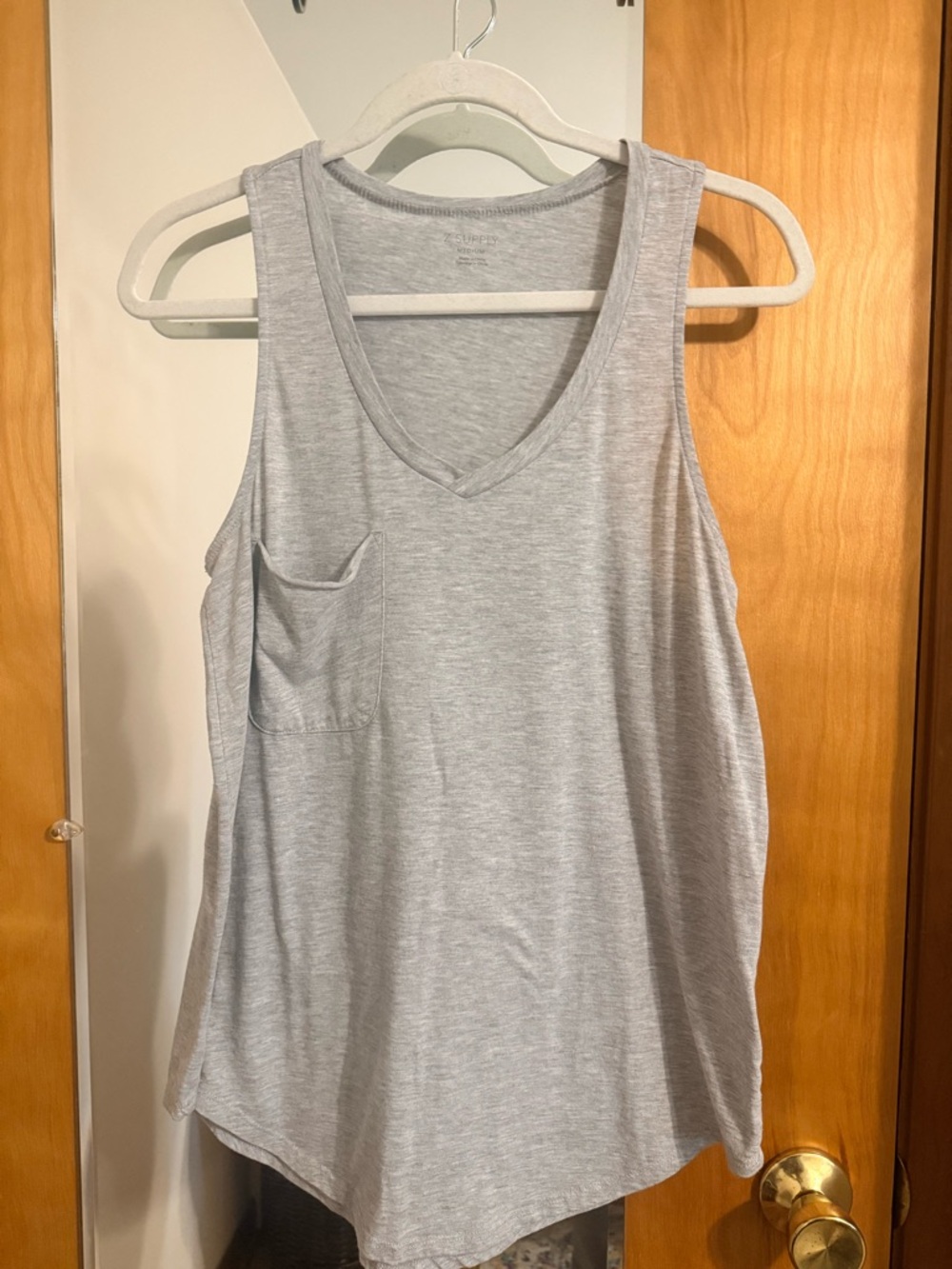 Z Supply Light Gray V-Neck Tank with Chest Pocket